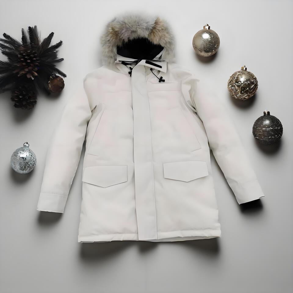 Canada Goose White Down Parka Waterproof Windproof Unisex Long Coat