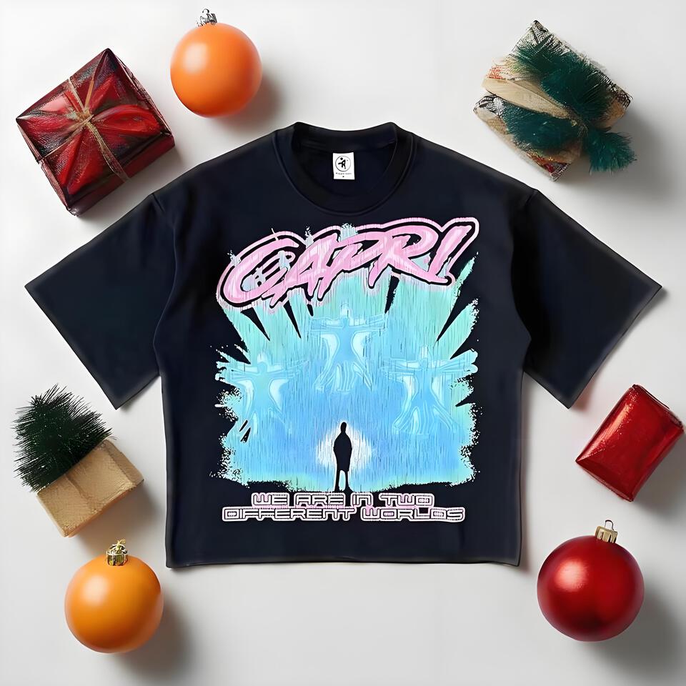 CAPRICAPRI Black Loose Cotton Graffiti T-Shirt