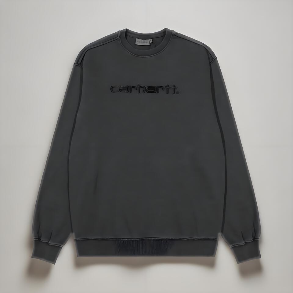 Carhartt Black Cotton Crewneck Sweatshirt Embroidered Workwear Unisex