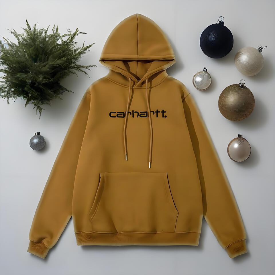 Carhartt Brown Fleece Hooded Sweatshirt Unisex Winter Workwear