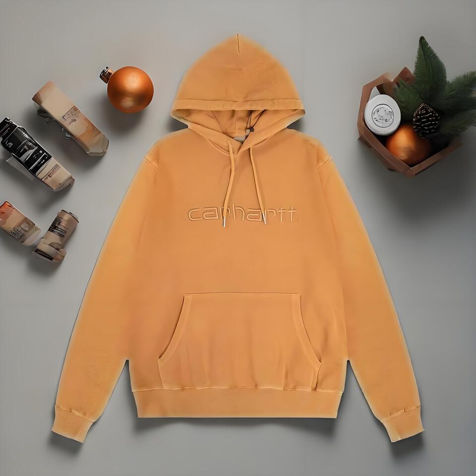 Carhartt Brown Hooded Sweatshirt Unisex Oversized Workwear Style