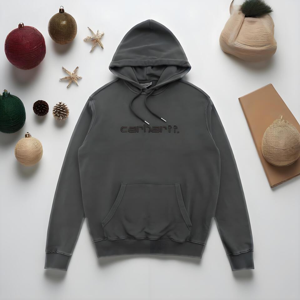 Carhartt Dark Gray Hooded Sweatshirt Workwear Style