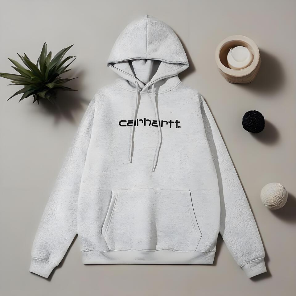 Carhartt Gray Hooded Cotton Sweatshirt Workwear Street Style