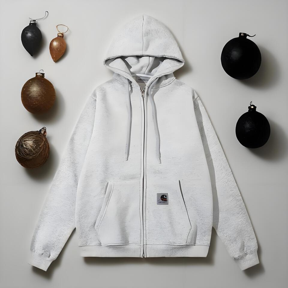 Carhartt Gray Hooded Sweatshirt Unisex Workwear Jacket