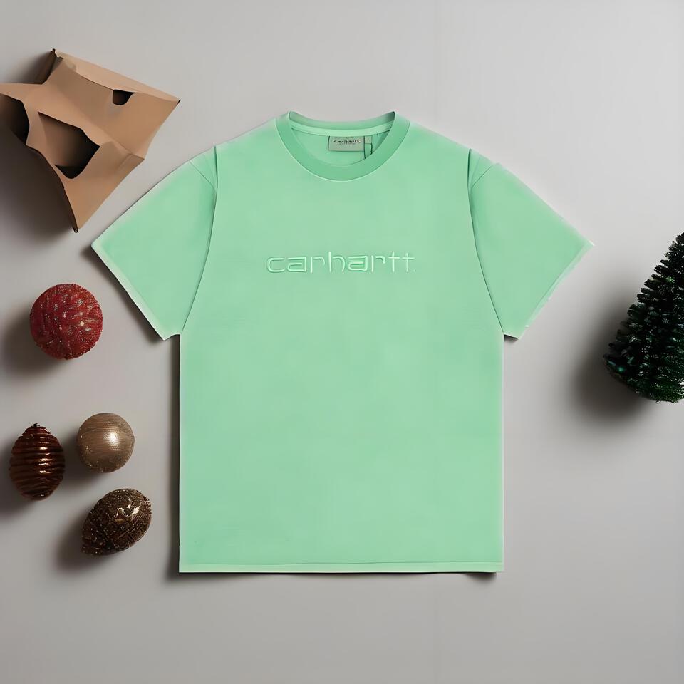 Carhartt Light Green Cotton Loose Embroidered T-Shirt