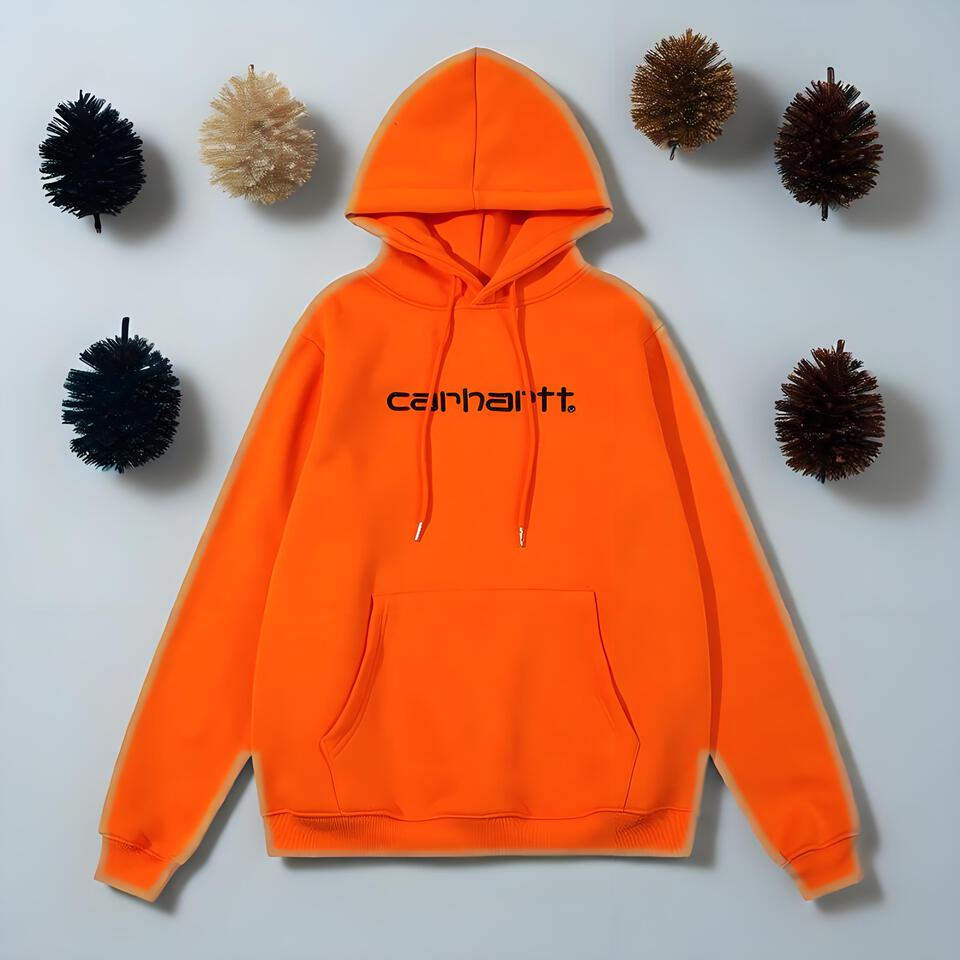 Carhartt Orange Hooded Sweatshirt Unisex Casual Workwear