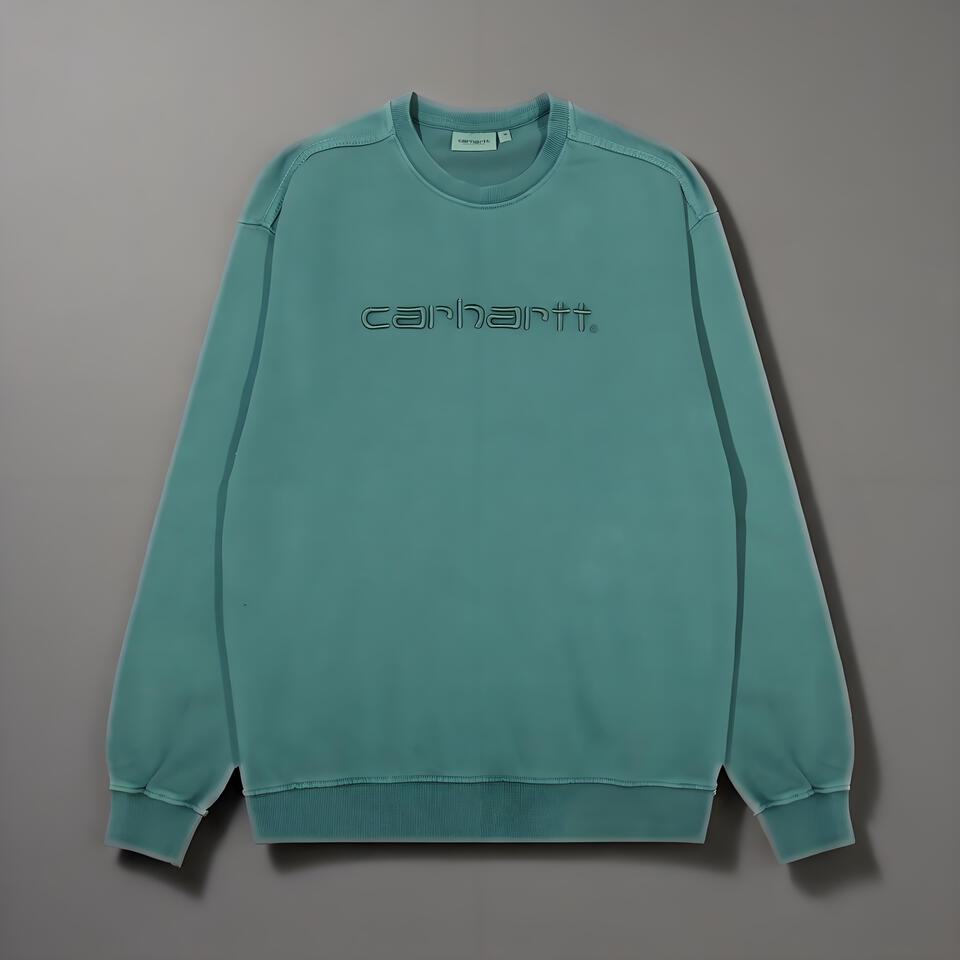 Carhartt Sage Green Cotton Crewneck Sweatshirt Embroidered