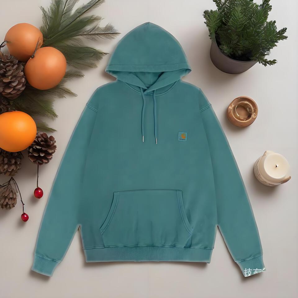 Carhartt Teal Cotton Hoodie Unisex Street Workwear Style