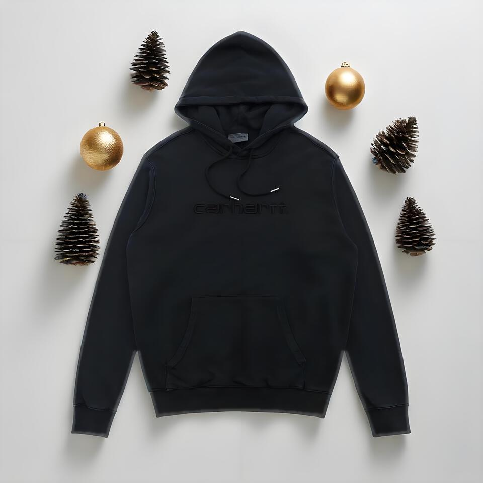 Carhartt Unisex Black Cotton Hooded Sweatshirt