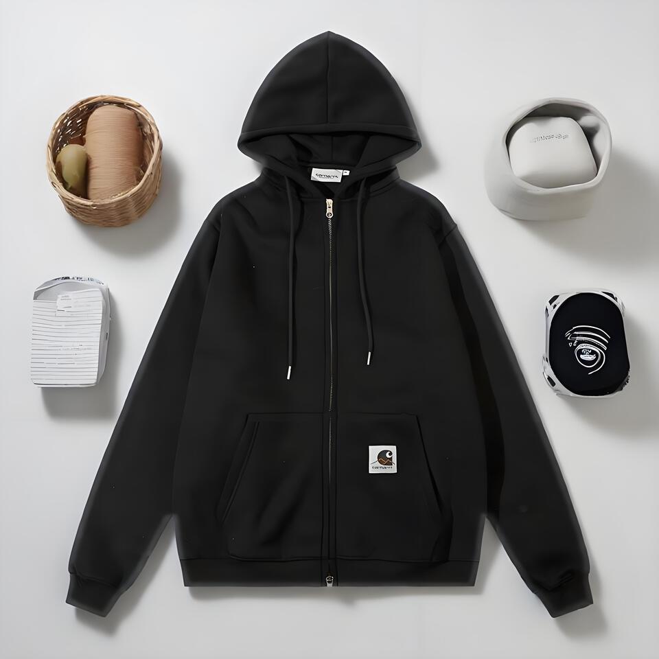 Carhartt Wip Black Cotton Hoodie Unisex Streetwear