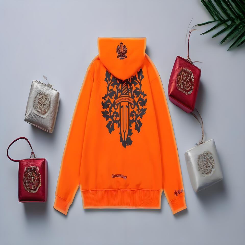 Carrera Orange Cotton Hoodie Unisex Street Style Print