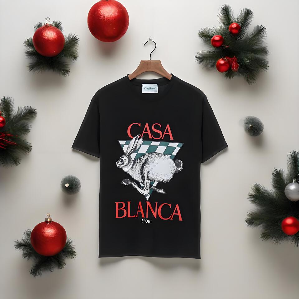 Casa Blanca Black Cotton T-Shirt Unisex Streetwear