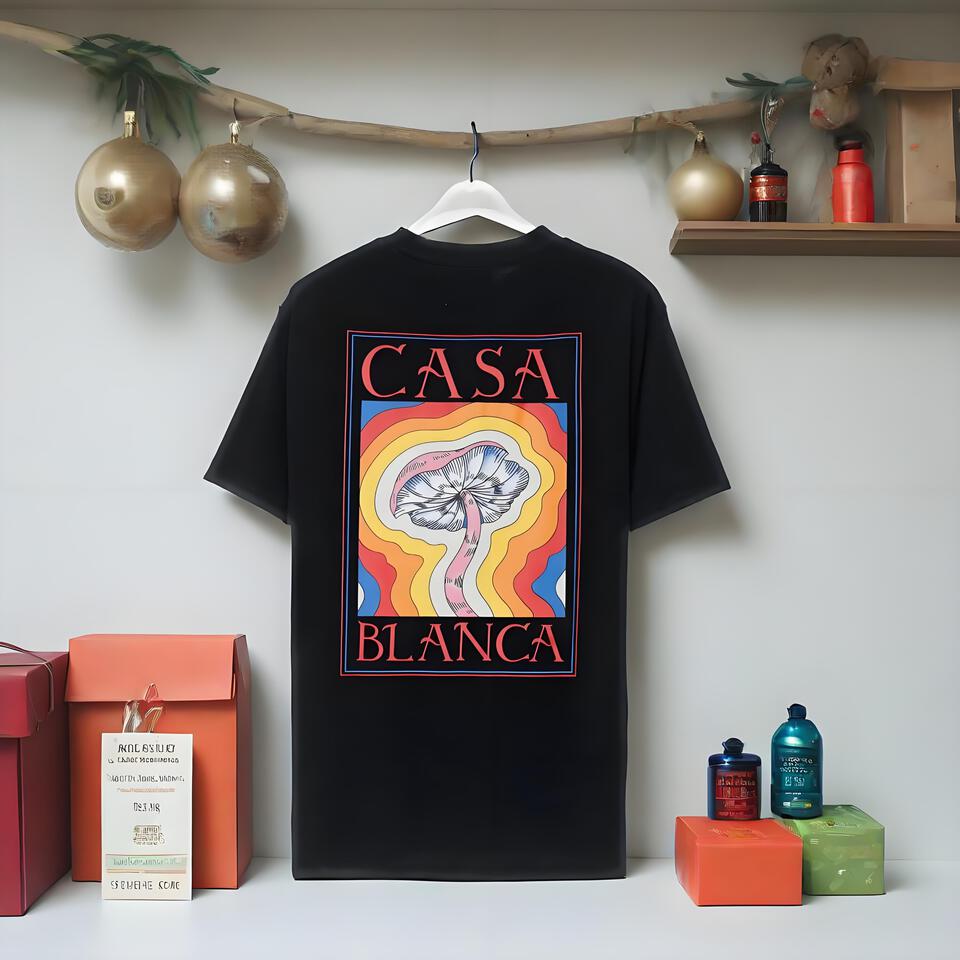 Casa Blanca Vintage Mushroom Print Cotton T-Shirt