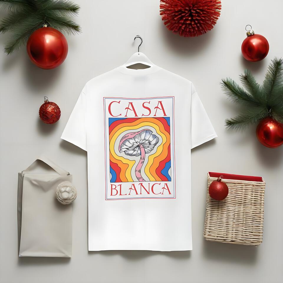 Casa Blanca White Cotton Loose Tee Street Art Print Unisex