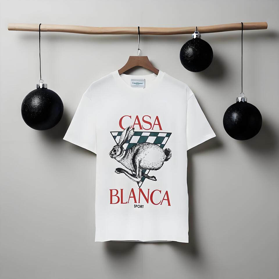 Casa Blanca White Cotton T-Shirt Unisex Loose Fit Breathable