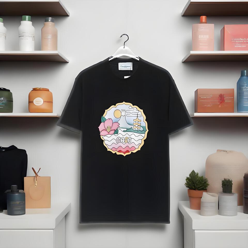 Casablanca Black Cotton Tee Vintage Art Print Unisex