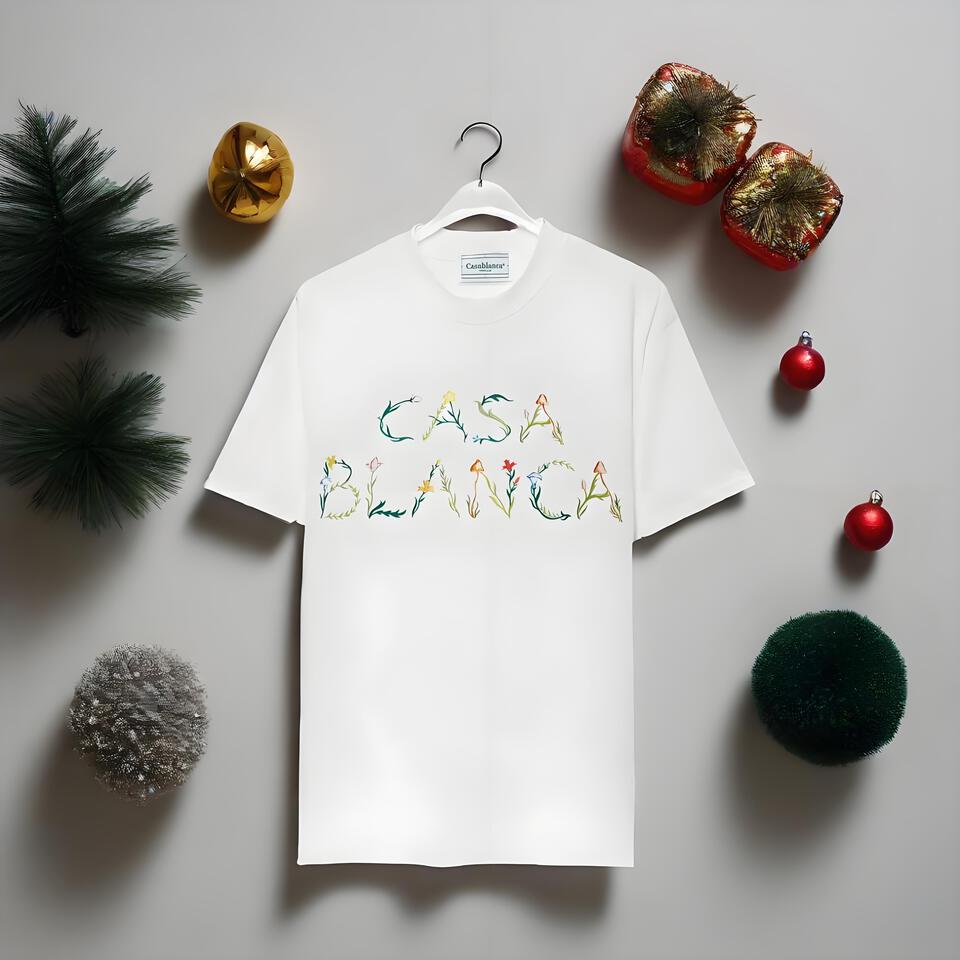 Casablanca Floral Embroidered Cotton T-Shirt Loose Fit Top