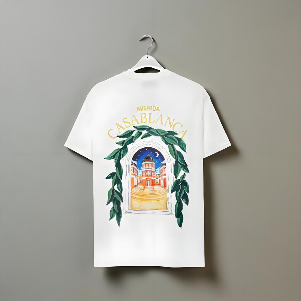 Casablanca Loose Fit White Cotton Tee Street Art Graphic Top