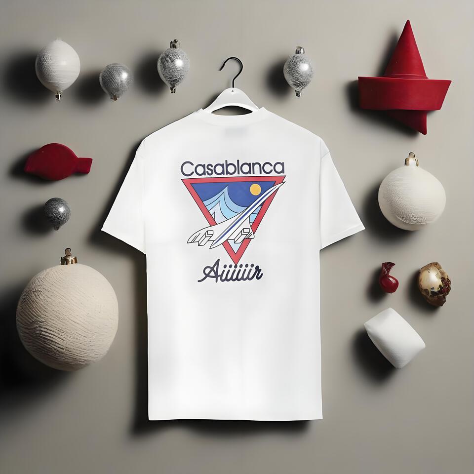 Casablanca Unisex White Cotton T-Shirt with Print