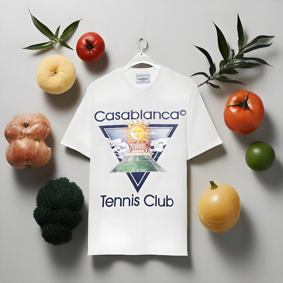Casablanca White Cotton Tee Unisex Loose Fit Tennis Club
