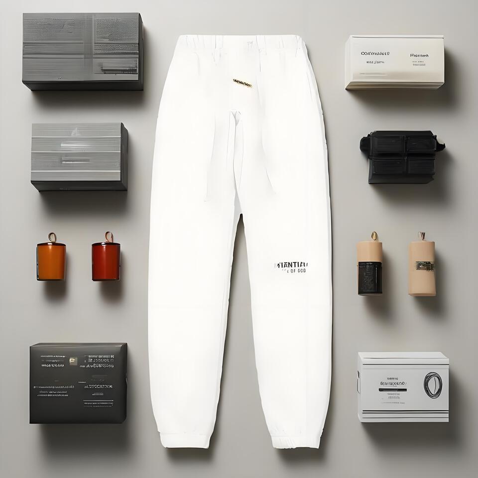 Casual White Cotton Sport Pants Drawstring Breathable Classic Streetwear