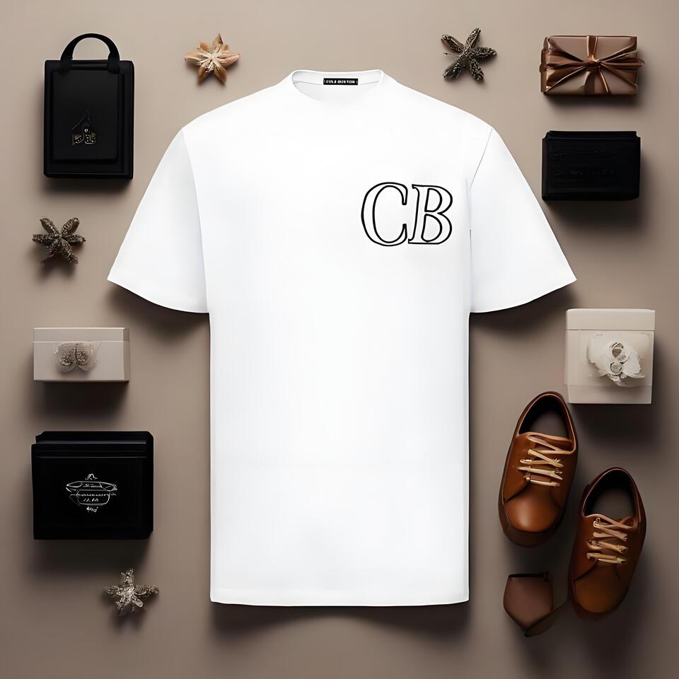CB Unisex White Cotton T-Shirt Casual Street Style