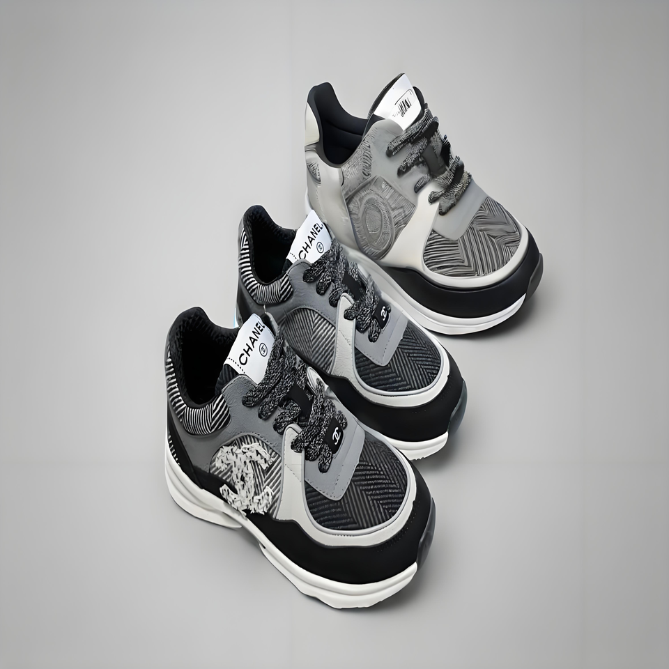 CHANEL CC Sneakers Black Grey White Casual Shoes