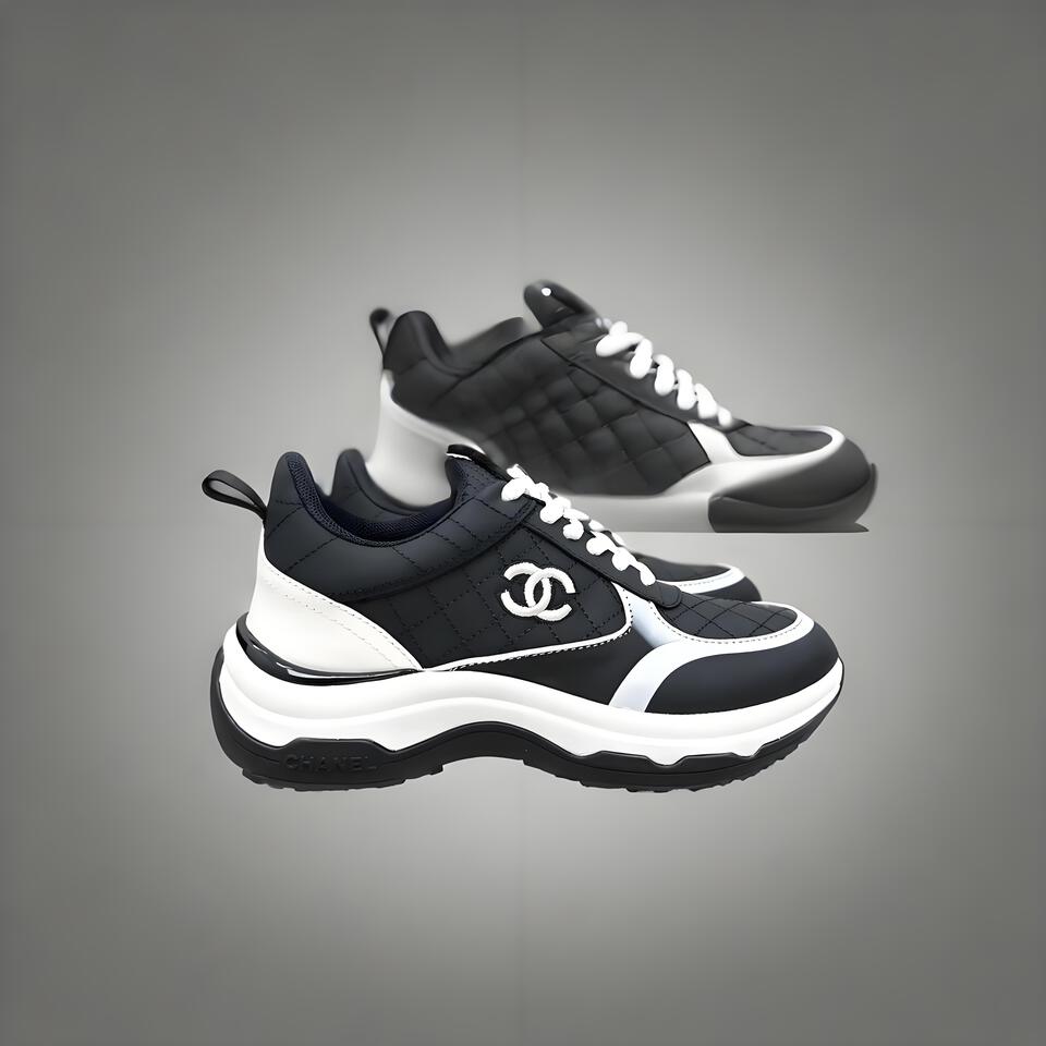 Chanel Classic Quilted Platform Sneakers | Black & White CC Logo