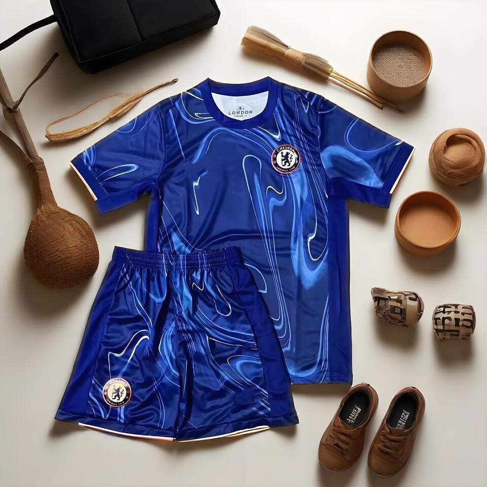 Chelsea FC Blue White Quick-Dry Breathable Sports Outfit Men's Training Set