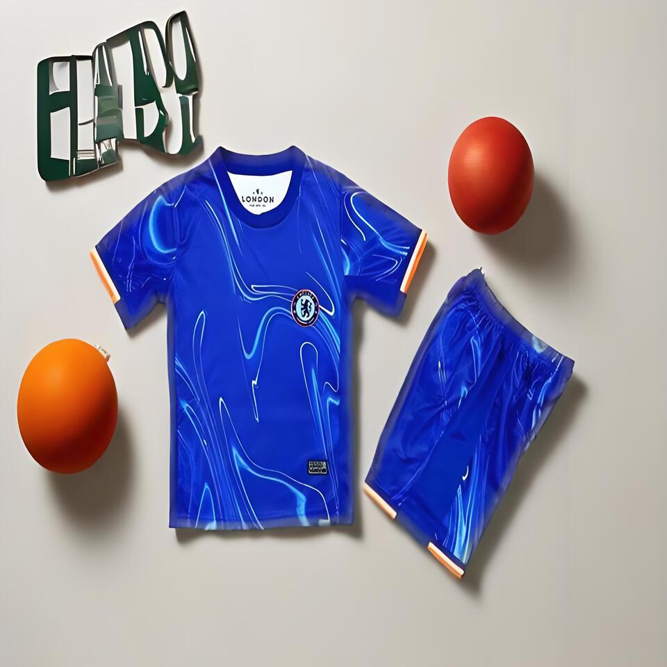 Chelsea FC Football Jersey Men's Blue Breathable Short Sleeve Sports Top