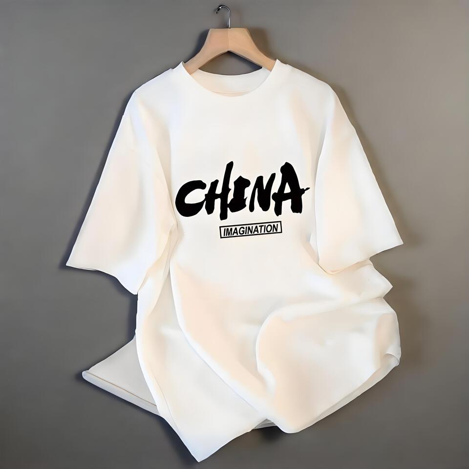 CHENA Unisex White Cotton Oversized T-Shirt Streetwear