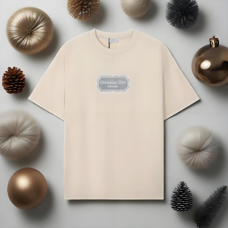 Christian Dior Cream Cotton Embroidered Unisex T-Shirt