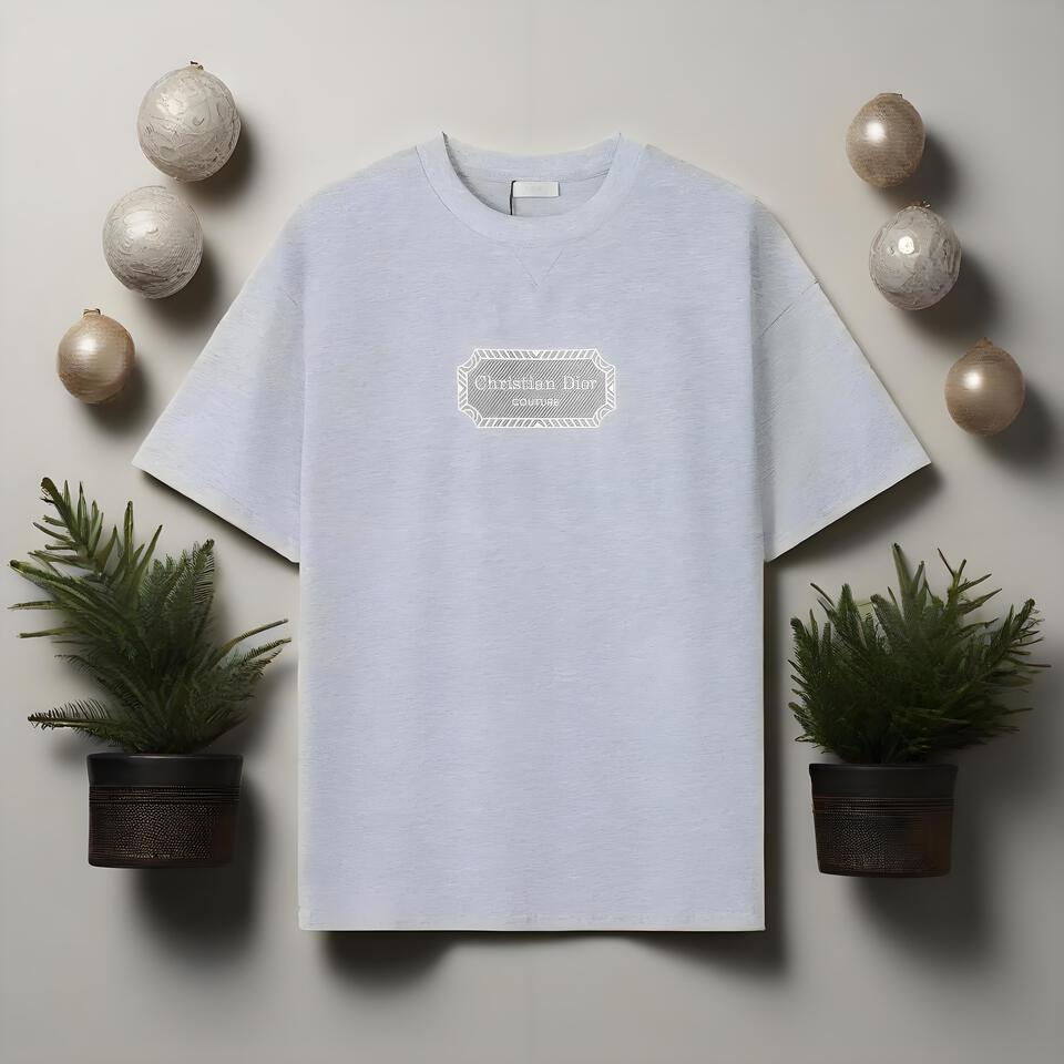 Christian Dior Grey Cotton T-Shirt Unisex Casual Luxury