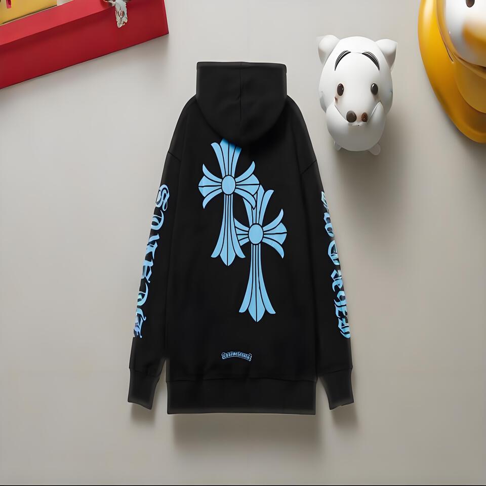 Chrome Hearts Black Cotton Double Cross Hooded Sweatshirt