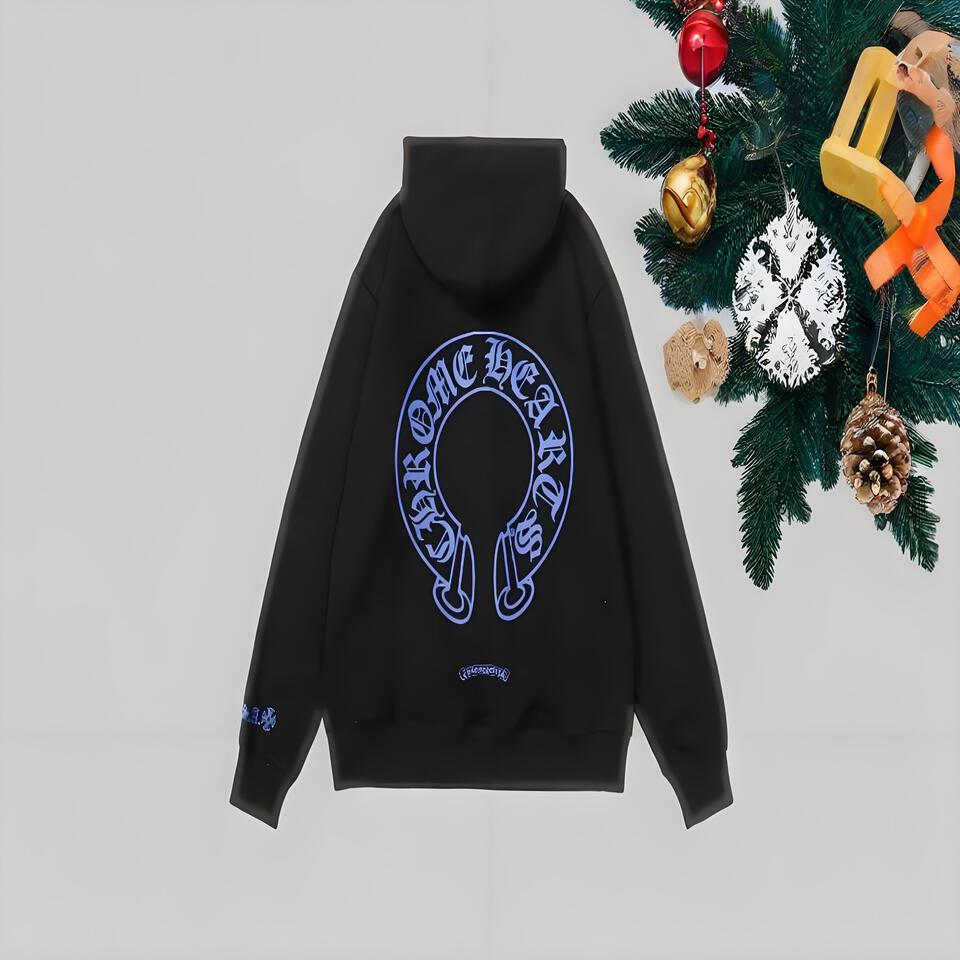 Chrome Hearts Black Cotton Gothic Hoodie Unisex Streetwear
