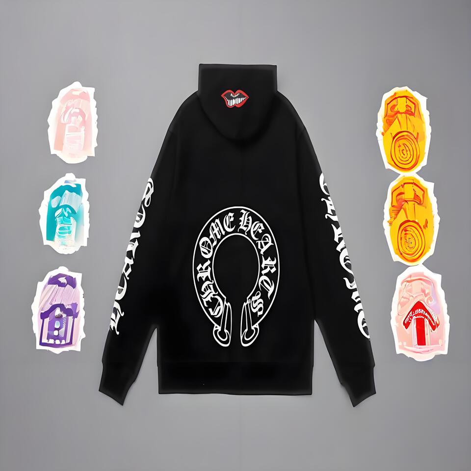 Chrome Hearts Black Cotton Hoodie Gothic Street Unisex