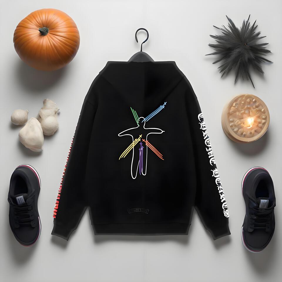 Chrome Hearts Black Cotton Hoodie Unisex Streetwear Loose Fit