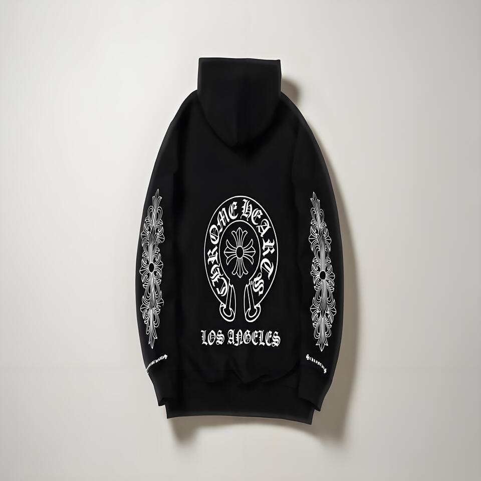 Chrome Hearts Black Cotton Hoodie With Classic Embroidery