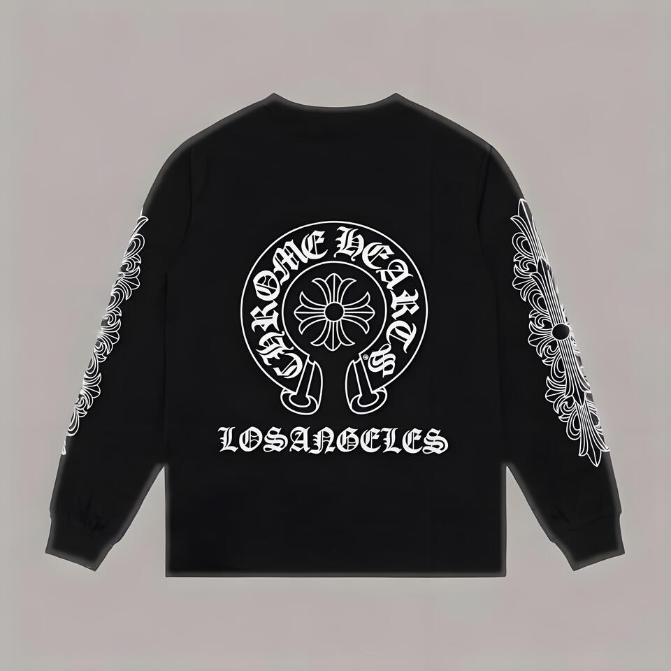 Chrome Hearts Black Cotton Long Sleeve T-Shirt Unisex Streetwear