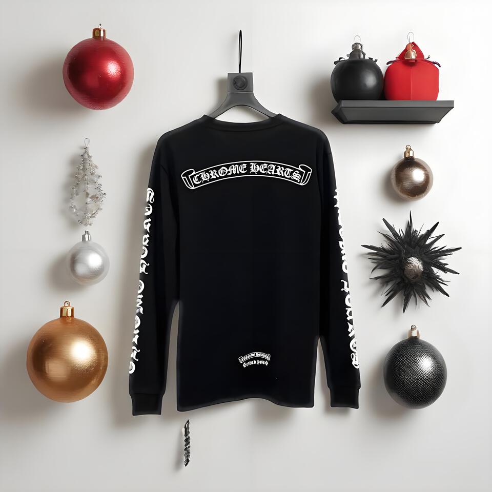 Chrome Hearts Black Cotton Long Sleeve Tee Unisex Streetwear