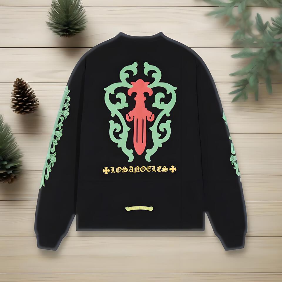 Chrome Hearts Black Cotton Long Sleeve Top Unisex Streetwear