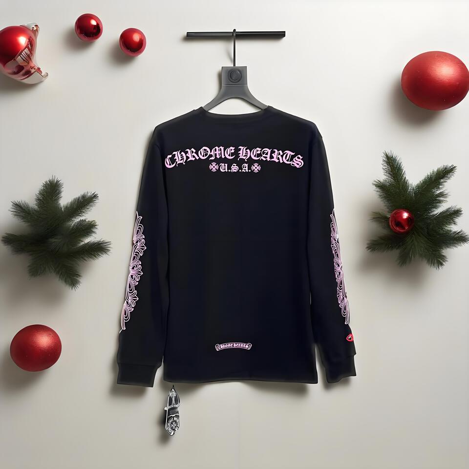 Chrome Hearts Black Gothic Cotton Long Sleeve T-Shirt