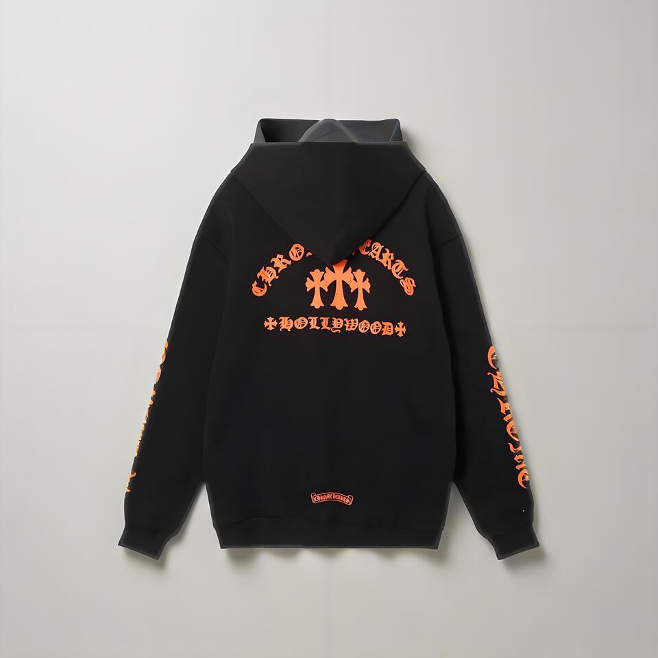 Chrome Hearts Black Hoodie Oversized Street Style Print