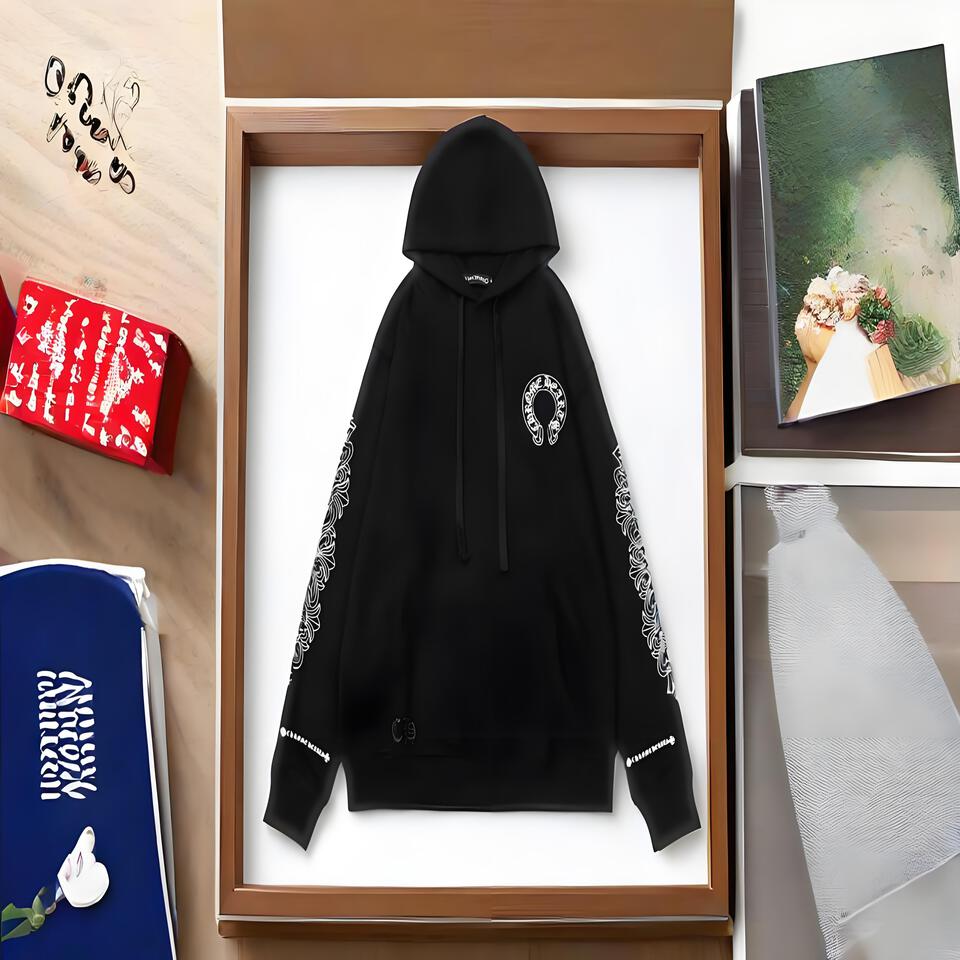 Chrome Hearts Black Hoodie Streetwear Embroidery Loose Fit