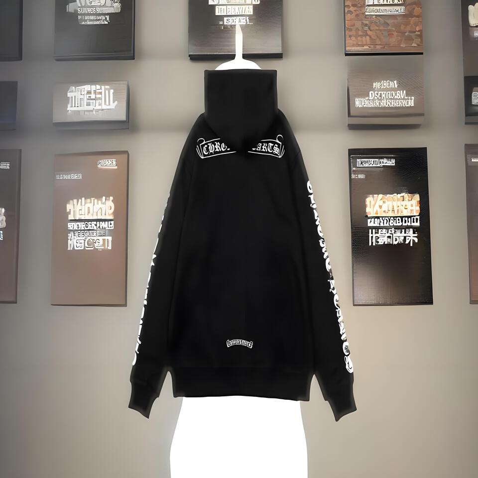 Chrome Hearts Black Hoodie Urban Graphic Print Streetwear