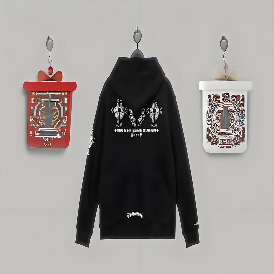 Chrome Hearts Black Hoodie With Cross Streetwear Style