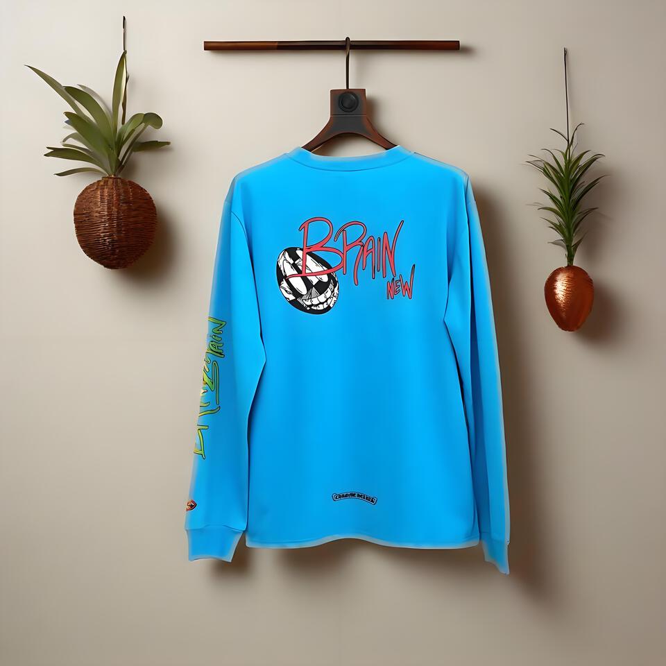 Chrome Hearts Blue Cotton Long Sleeve T-Shirt Unisex Streetwear