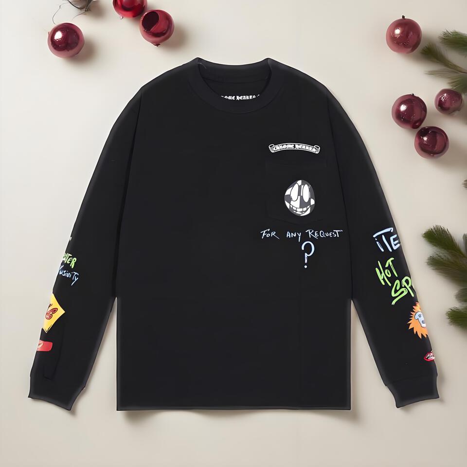 Chrome Hearts Graffiti Print Loose-Fit Long Sleeve Tee