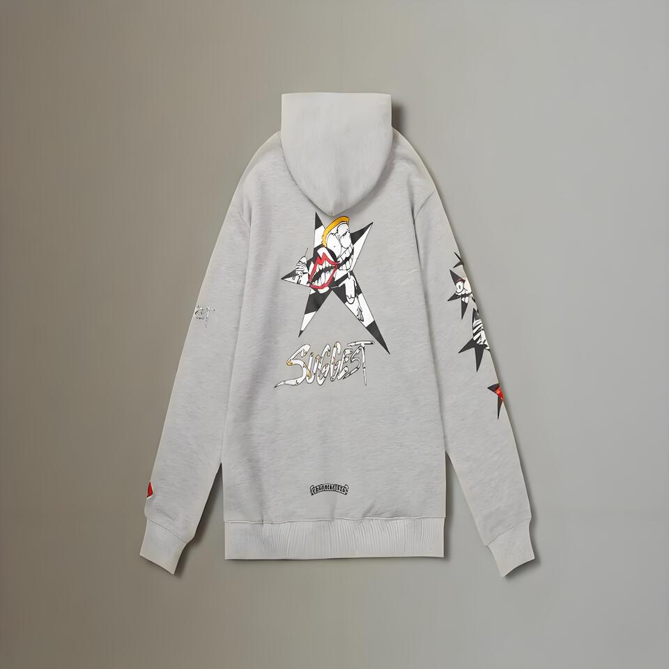 Chrome Hearts Grey Cotton Hoodie Unisex Streetwear Essential