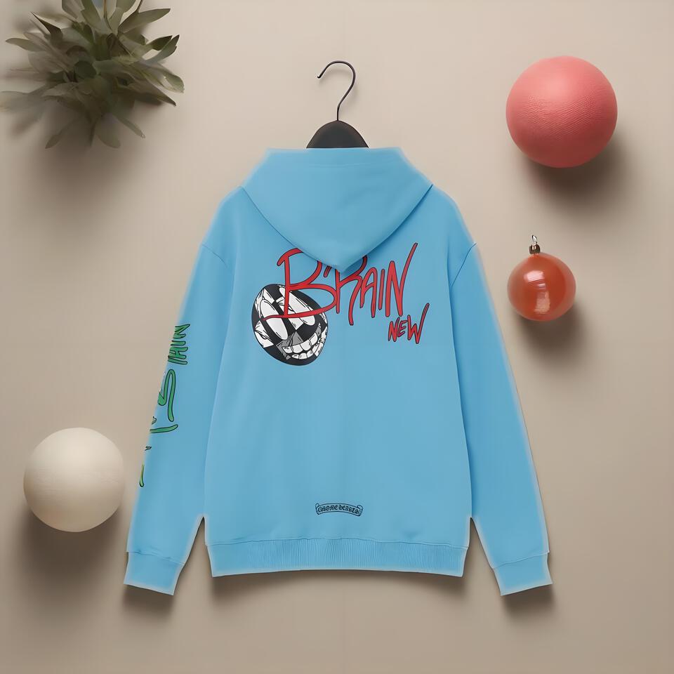 Chrome Hearts Light Blue Cotton Hoodie Streetwear